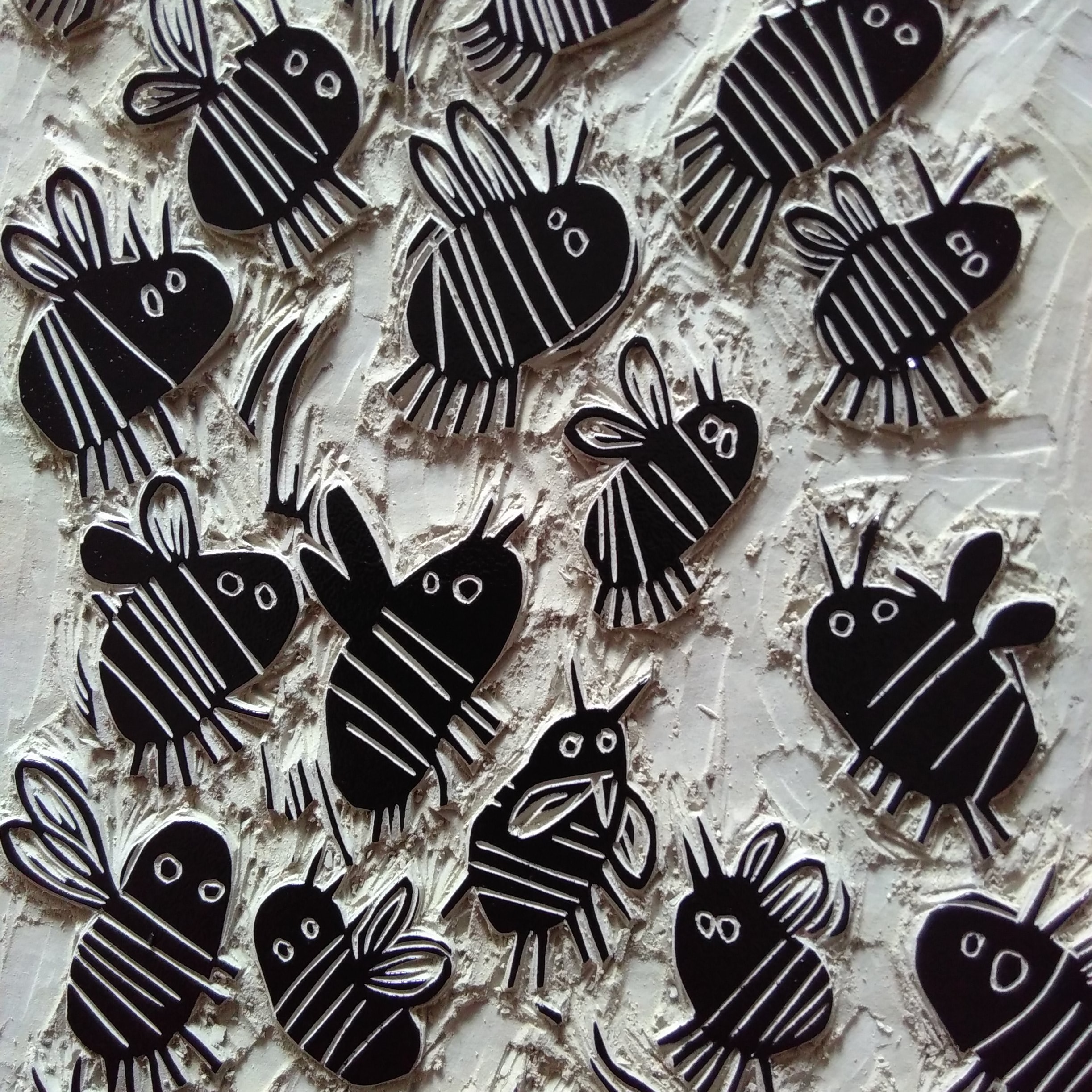 An inked up lino block